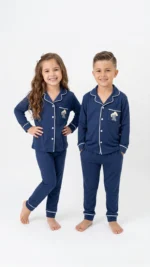 Pijama Algodón Para Niños Color Entero - Imagen 8